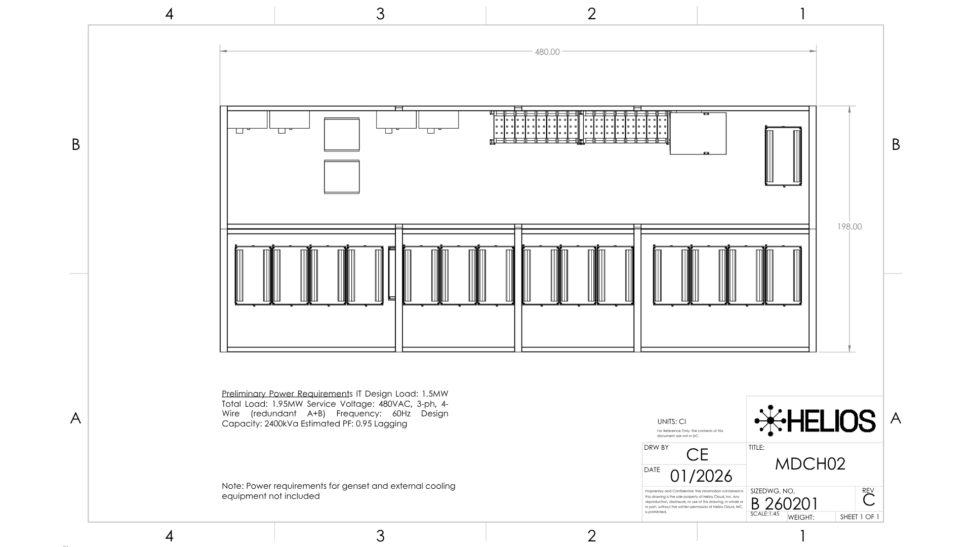 Technical plan of the Helios module